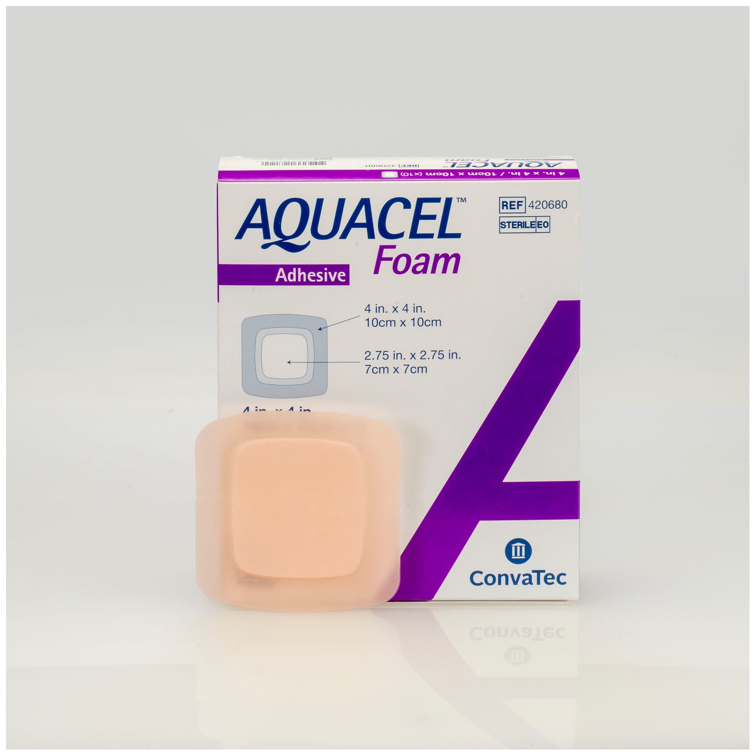 Foam Dressing, Adhesive, Square, 4" x 4", 10/bx (Continental US Only)