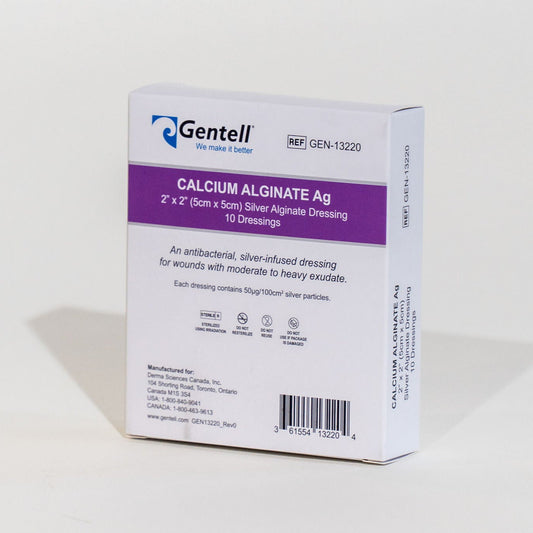 Calcium Alginate, Ag (Silver), 2" x 2", Dressing, 50/cs