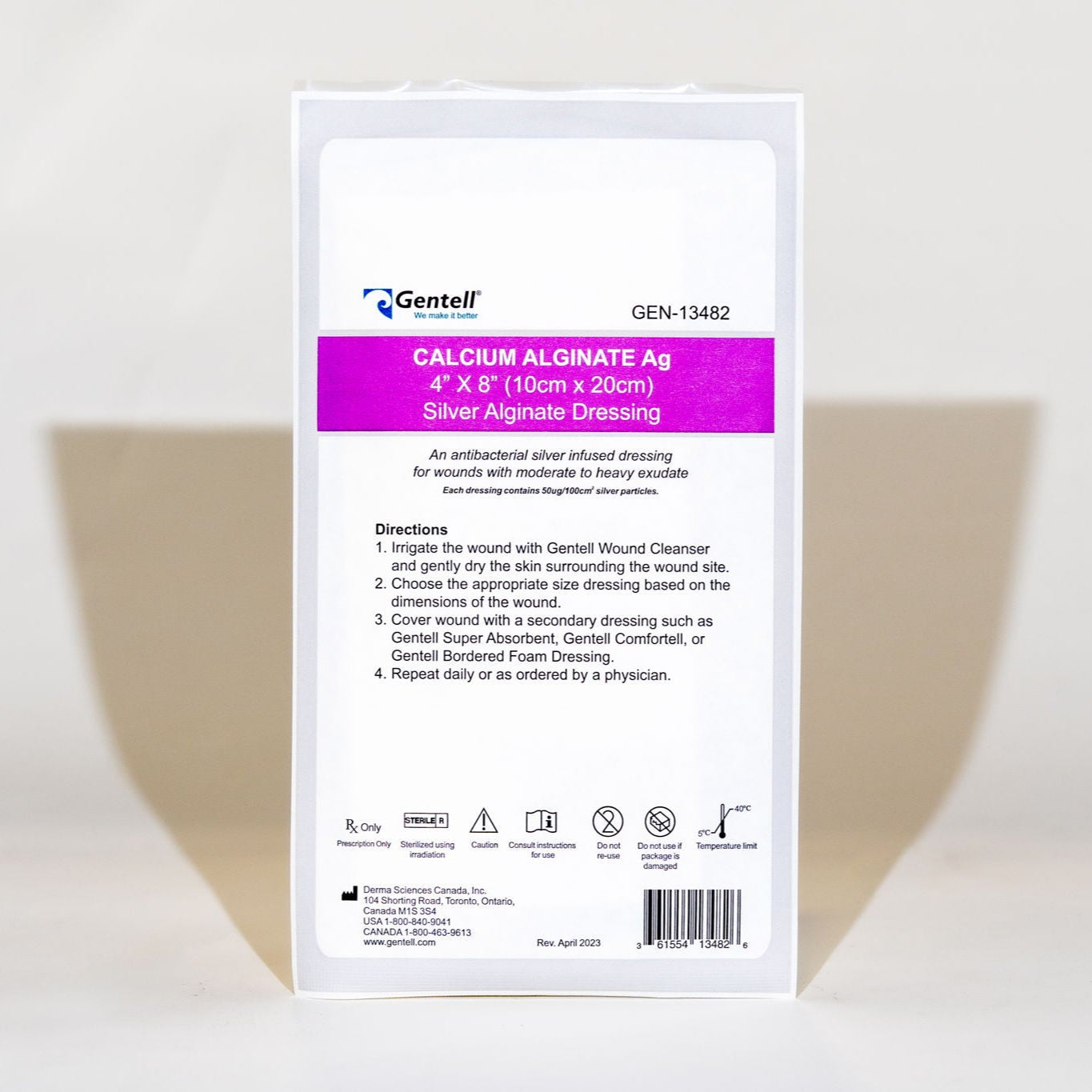 Calcium Alginate, Ag (Silver), 4" x 8", Dressing, 50/cs