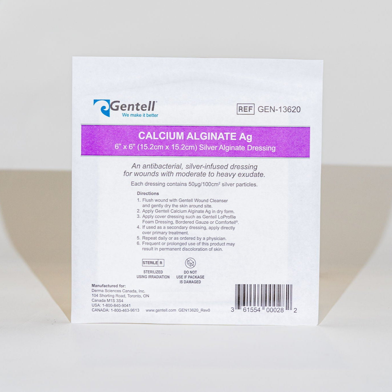 Calcium Alginate, Ag (Silver), 6" x 6", Dressing, 50/cs