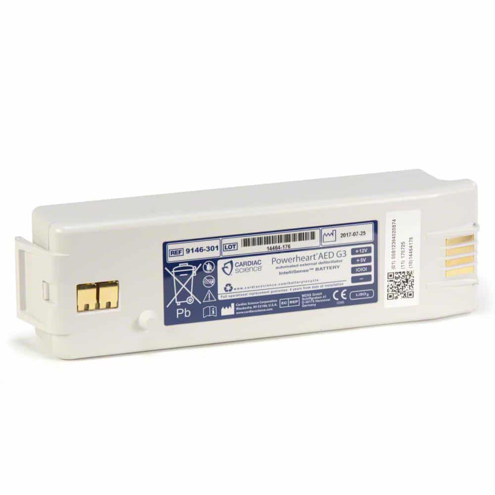 IntelliSense Lithium Battery For Powerheart AED G3 Model 9300E & 9300A, White (Item is considered HAZMAT and cannot ship via Air or to AK, GU, HI, MP, PR, VI)