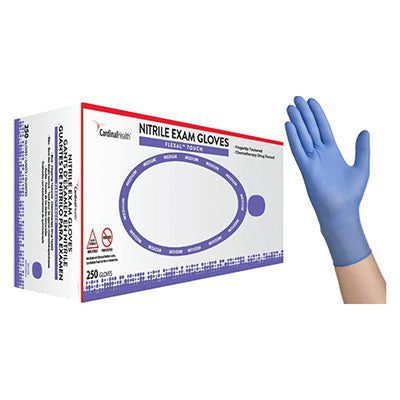 Flexal Touch Nitrile Exam Gloves, Medium, Blue, Powder-Free, 250/bx, 10 bx/cs (Continental US Only)