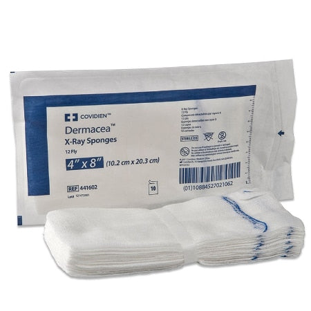 X-Ray Sponge, 4" x 8", 12-Ply, Sterile, 10/pch, 80 pch/cs (Continental US Only)