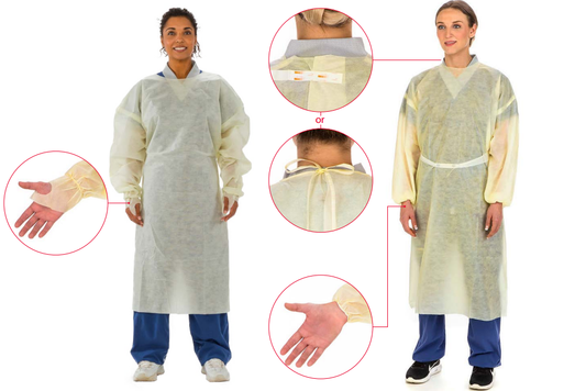 Over-the-Head Isolation Gown, SMS, with Elastic/Thumbhook Wrist, Yellow, Universal, 10/pk, 10 pk/cs (Continental US Only) (On Vendor Allocation - Availibility May Be Limited)