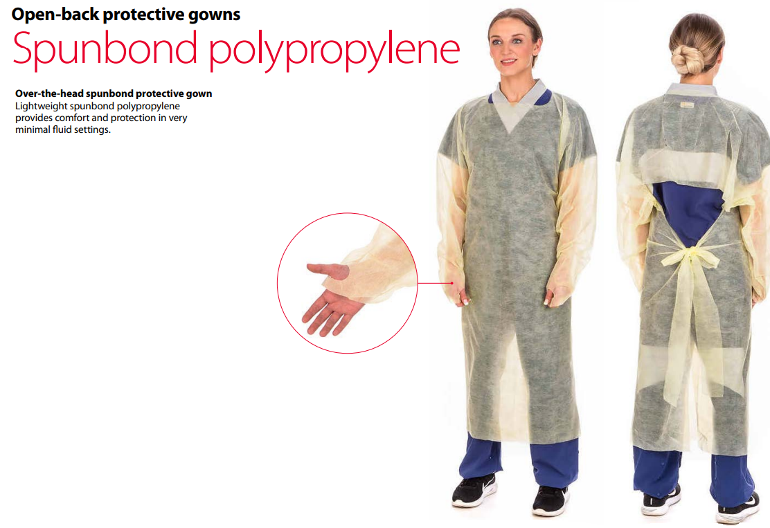 Isolation Gown, Thumbhook, Over-the-Head, Yellow, Universal, Spunbound, 25/pk, 4 pk/cs (Continental US Only)