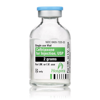 Ceftriaxone for Injection, USP, 2 g, Single Dose, Glass Fliptop Vial, 10/bx (Rx) (Item is Non-Returnable) (We must have your Wholesale Drug License on File before shipping this product) (US Only, Excluding IN and ND)