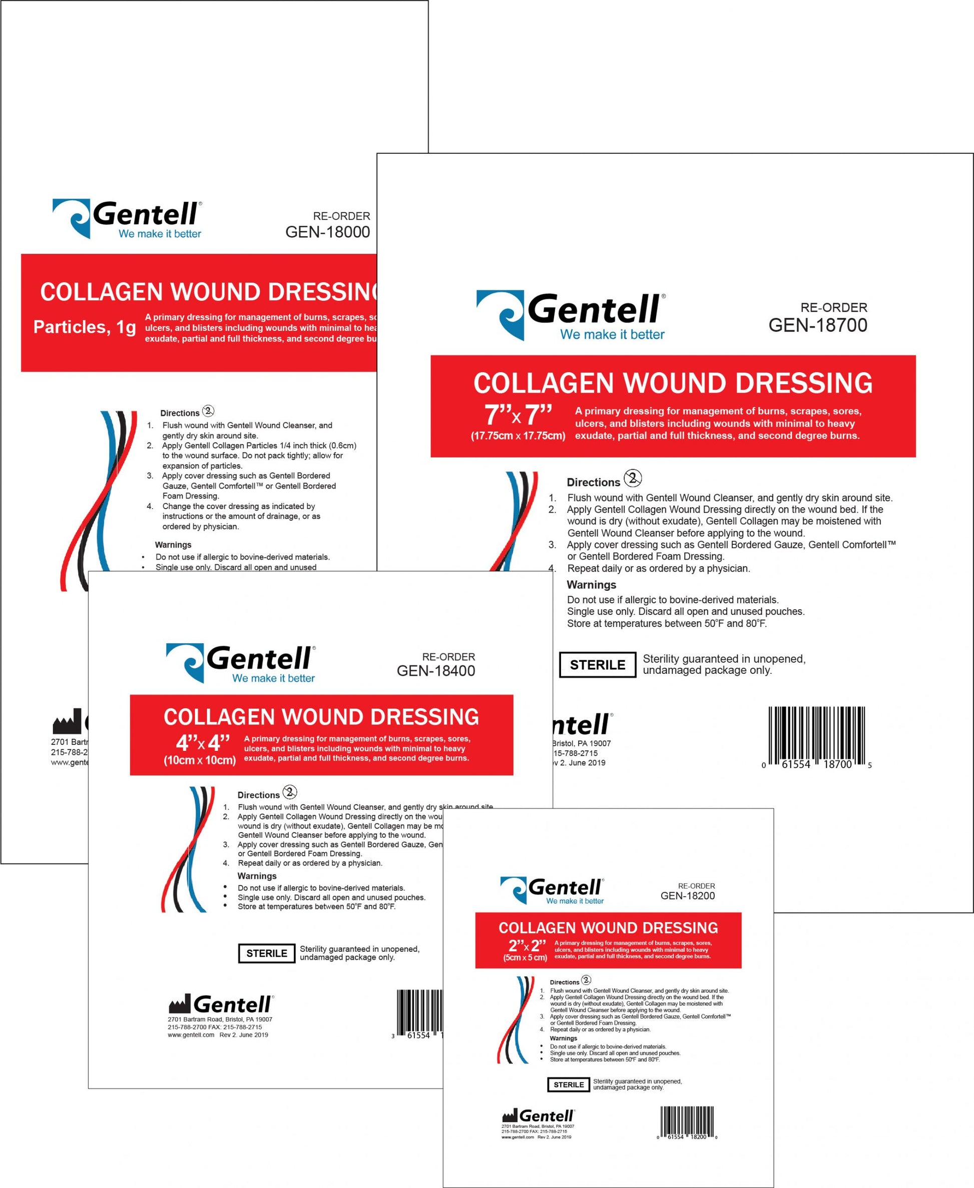 Collagen Wound Dressing, 2" x 2", 30/cs