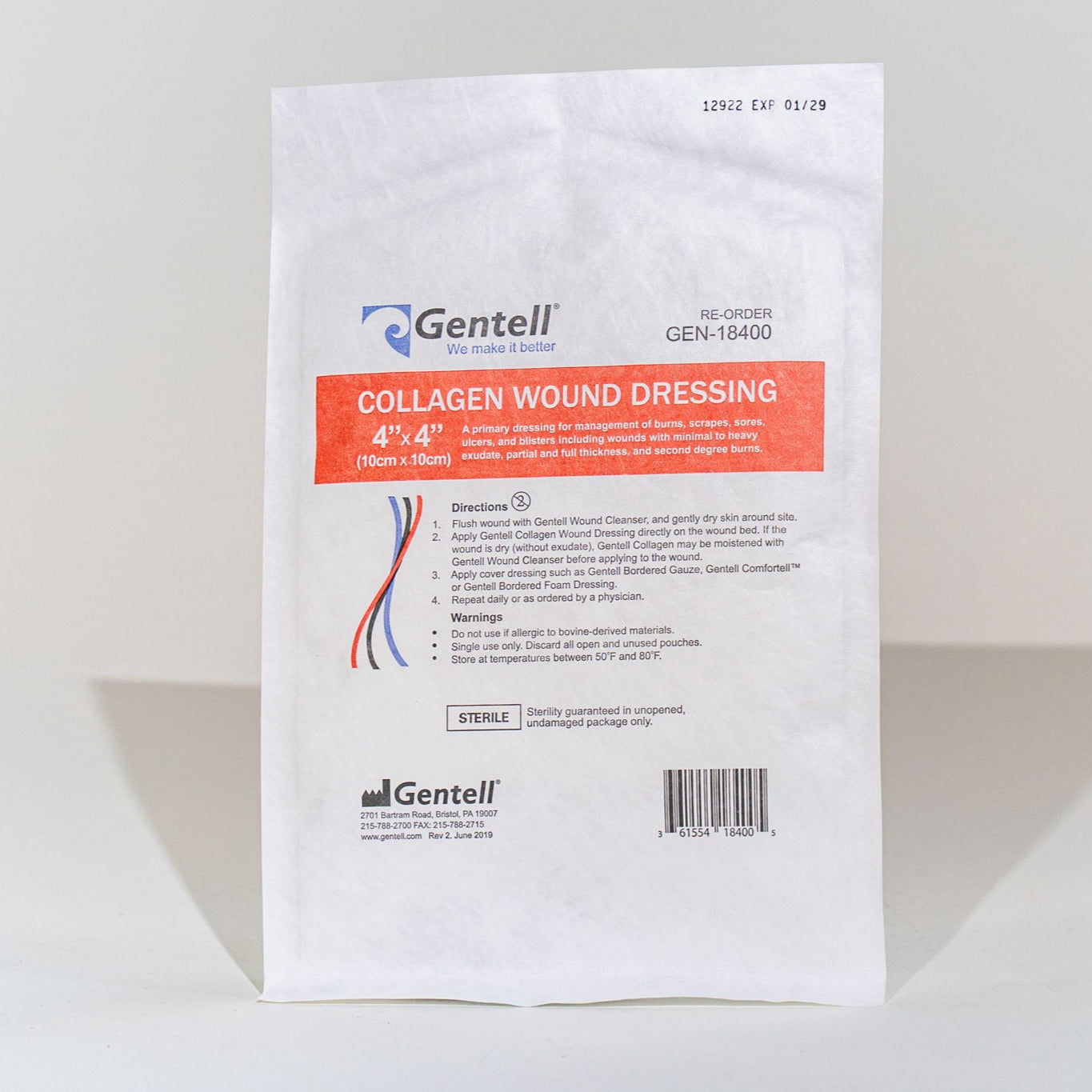 Collagen Wound Dressing, 4" x 4", 30/cs