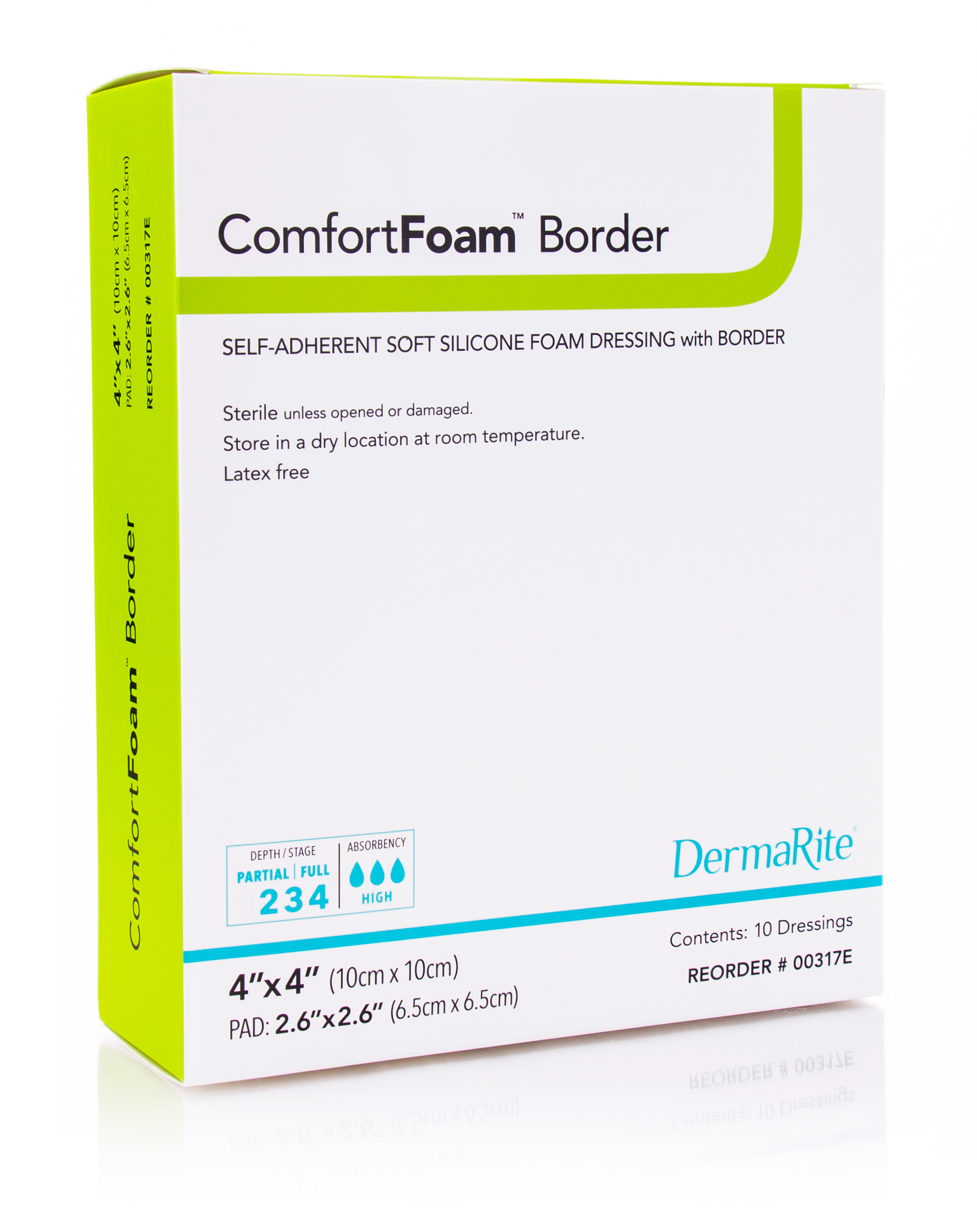 Wound Dressing with Soft Silicone Adhesvie, 4" x 4", 10/bx (Products cannot be sold on Amazon.com or any other 3rd party site) (US Only)
