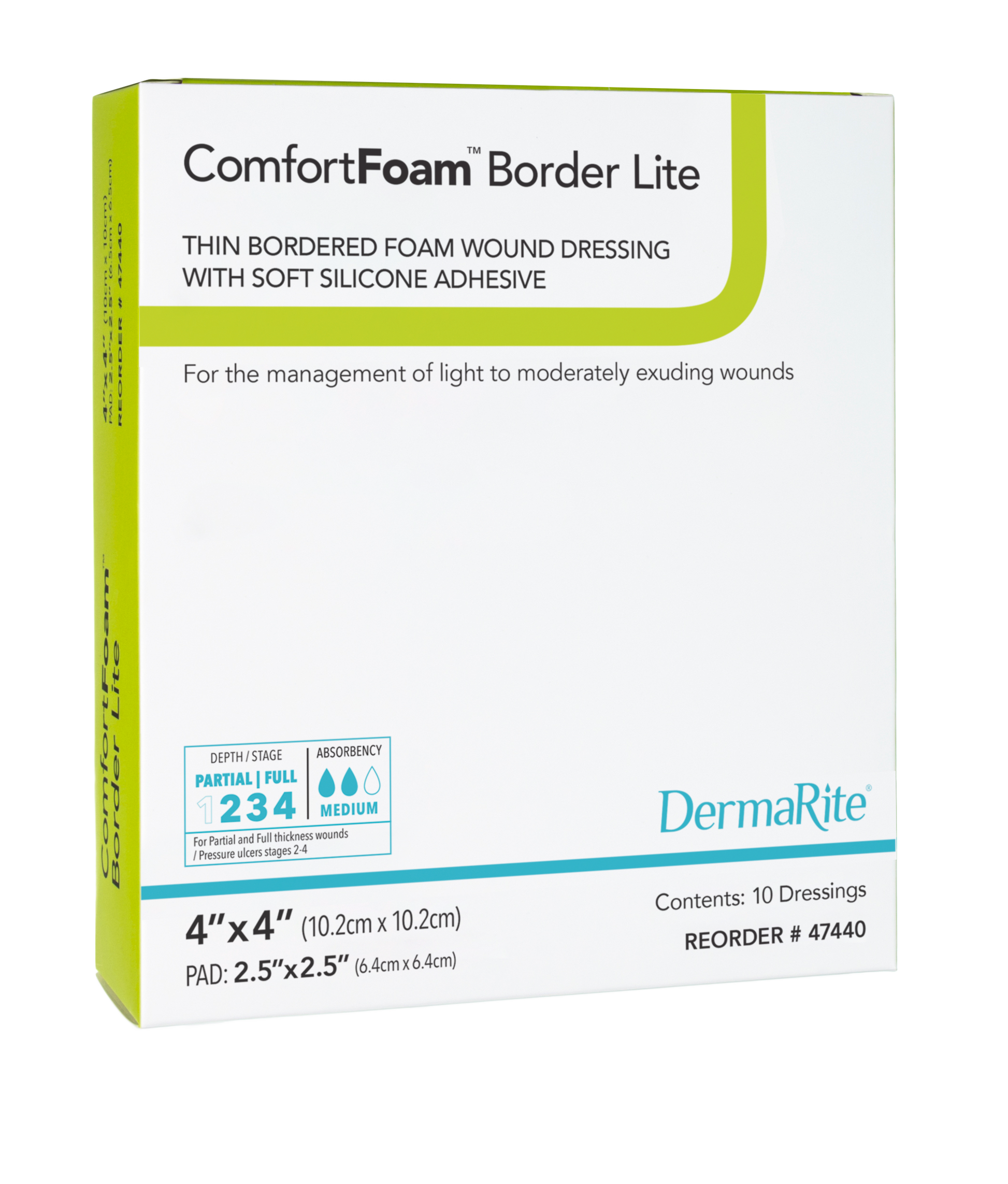 Border Lite Wound Dressing with Soft Silicone Adhesvie, 4" x 4", 10/bx (Products cannot be sold on Amazon.com or any other 3rd party site) (US Only)