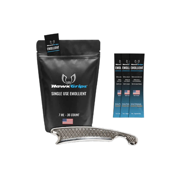 Includes the HGPro Multi-Tool, a bag of 36 Single-Use Emollient Packets Jar of Fragrance-free emollient.