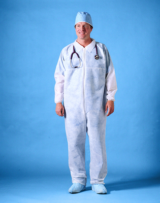 Fluid Resistant Coveralls, Elastic Cuffs, X-Large, 25/cs