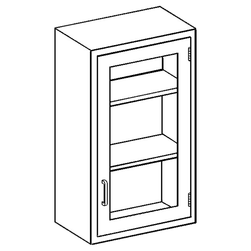 Wall Cabinet 24 3/4"W x 30"H x 13"D, (2) Stainless Steel Adjustable Shelves, Right Hinge Glass Door (DROP SHIP ONLY)