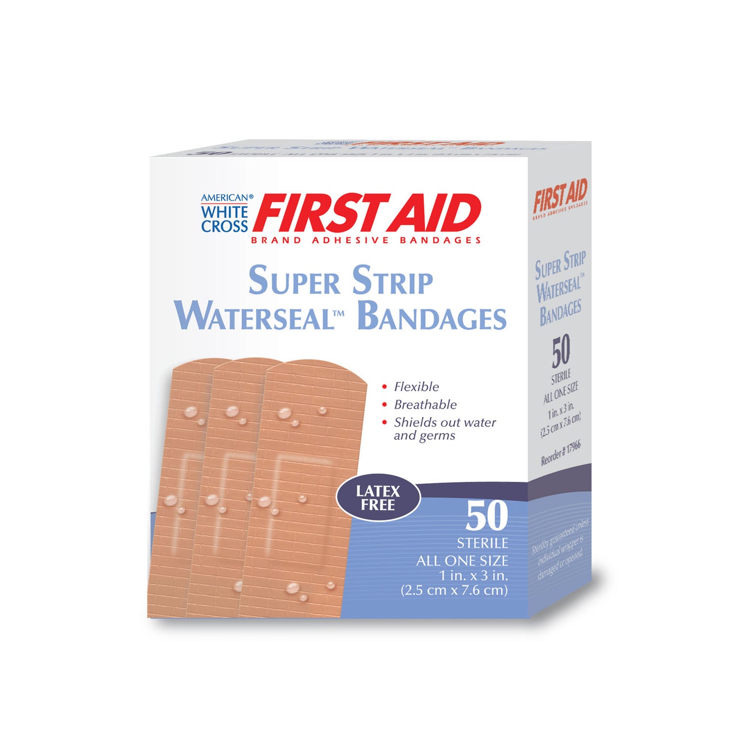 Waterseal Adhesive Bandage, 1" x 3", Tan, Sterile, 50/bx, 24 bx/cs
