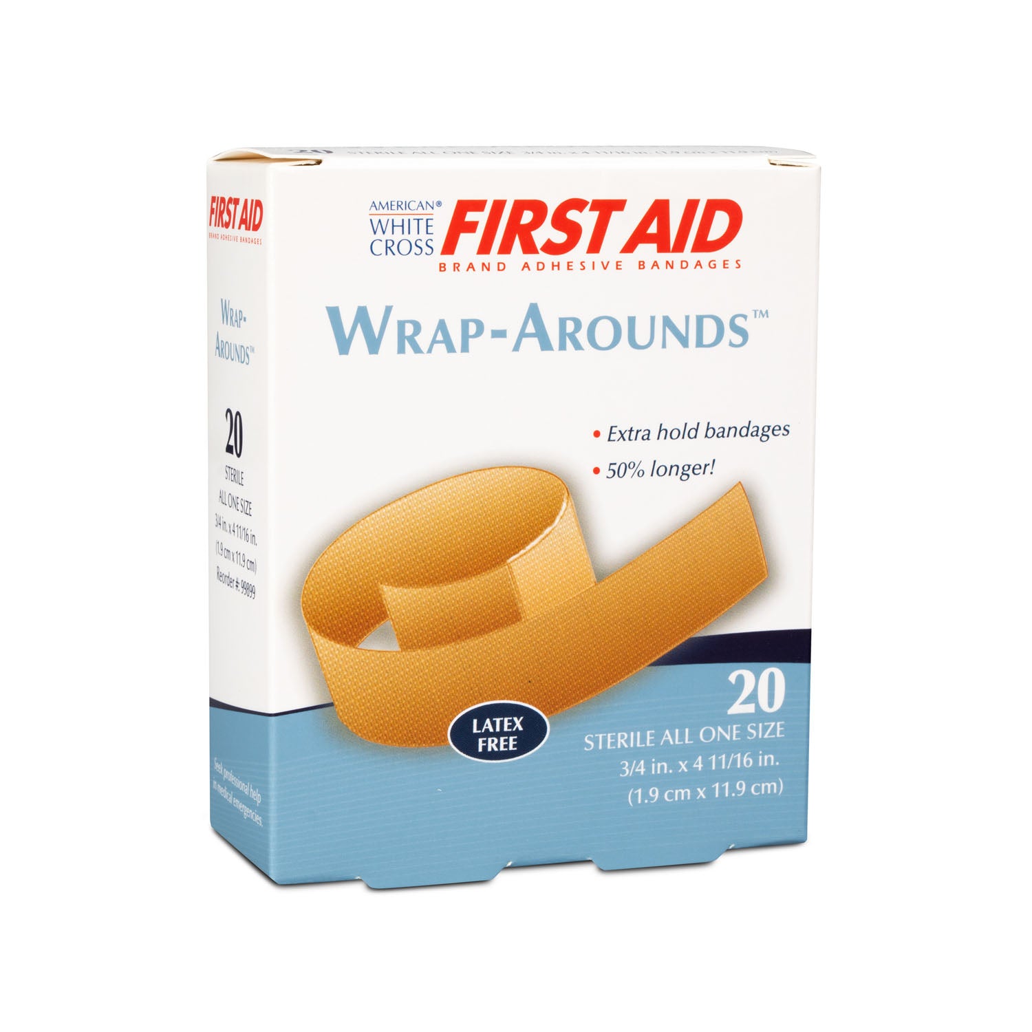 Wrap-Around Adhesive Bandage, Fabric, Lightweight, _" x 4-11/16", Sterile, 20/bx, 24 bx/cs