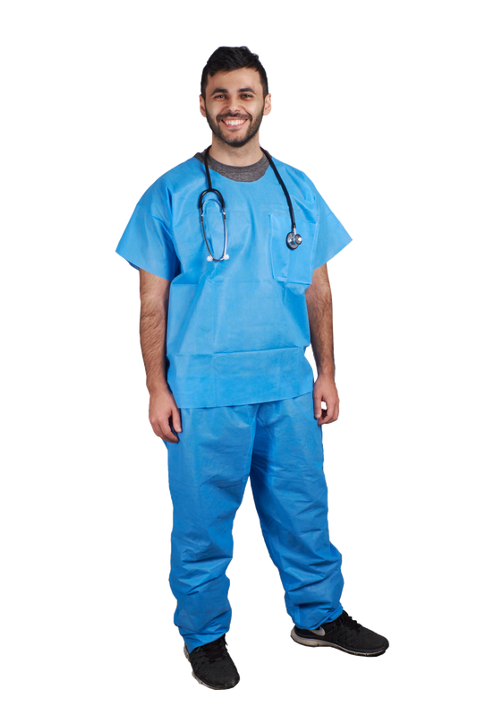 Scrub Shirt, Disposablel, Adult Small, Short Sleeve, 1/bg, 50 bg/cs (DROP SHIP ONLY)