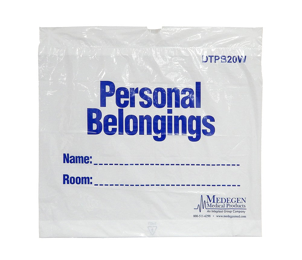 Bag with DrawTape Closure, 20"x18", Clear with Blue Print, 250/cs