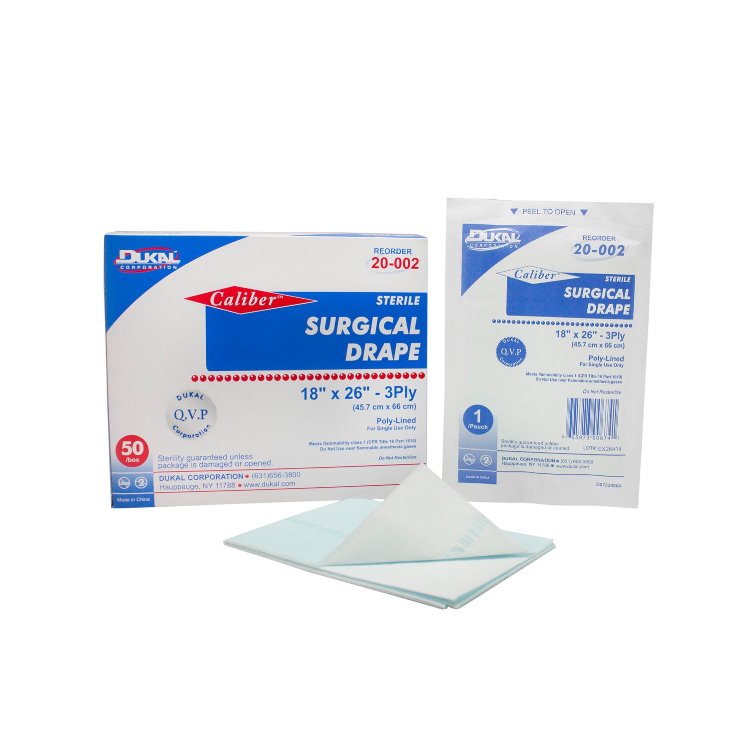 Surgical Drape, 18" x 26", Sterile, 1/pk, 50 pk/bx, 6 bx/cs (30 cs/plt)