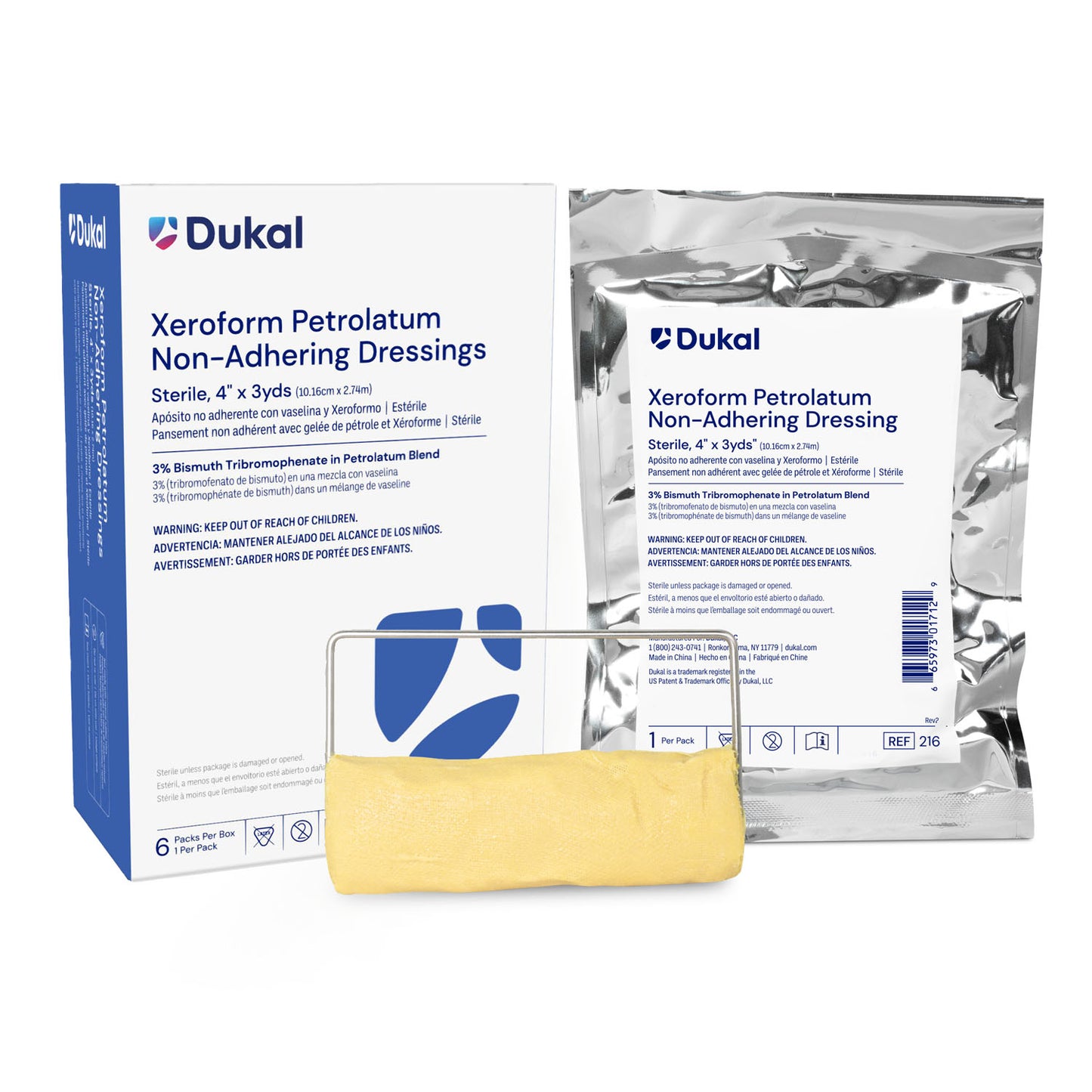 Xeroform Gauze Dressing, 4" x 3 yds, Sterile, 1/pk, 6 pk/bx