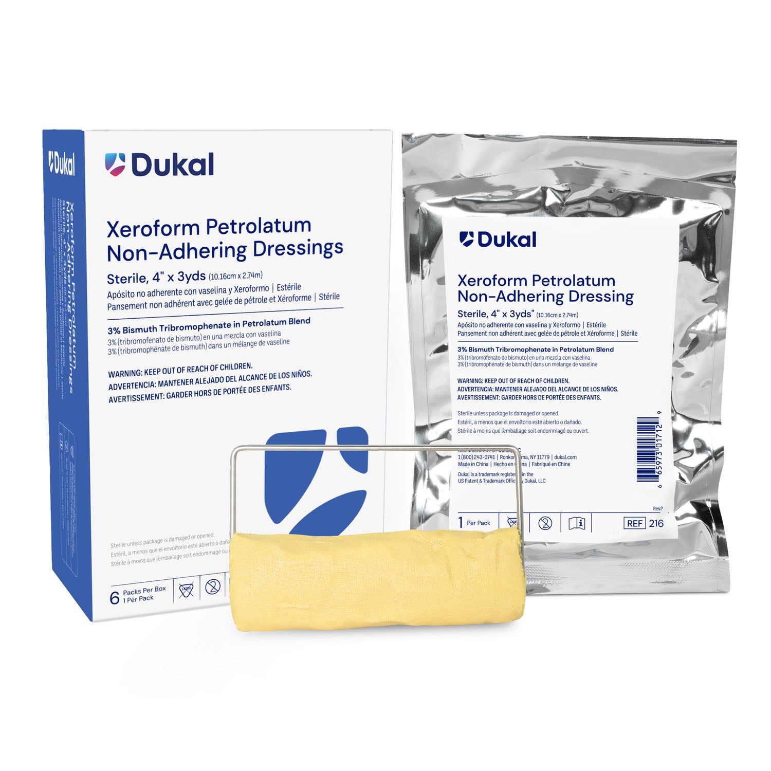 Xeroform Gauze Dressing, 4" x 3 yds, Sterile, 1/pk, 6 pk/bx