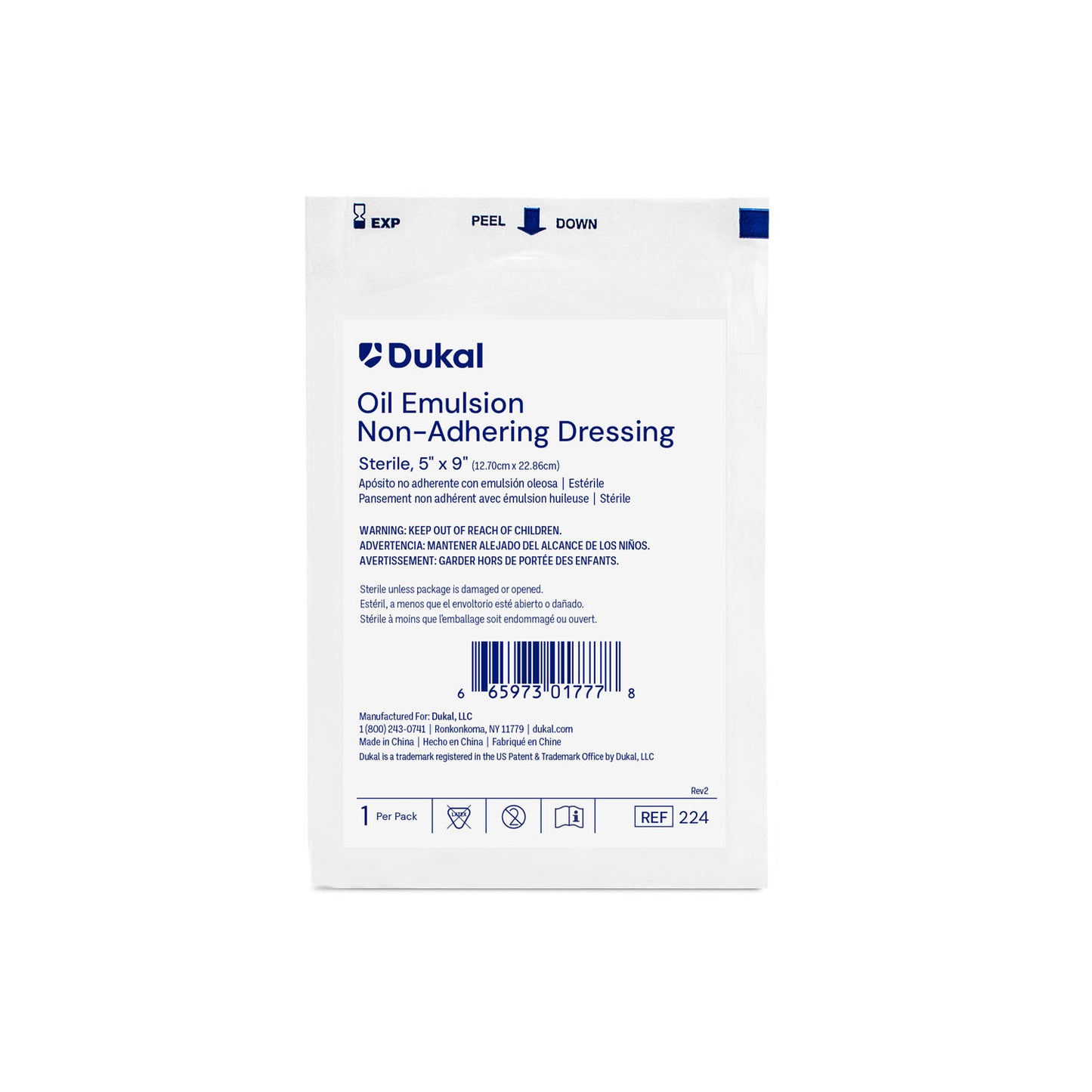 Oil Emulsion Dressing, 5" x 9", Sterile, 1/pk, 12 pk/bx 