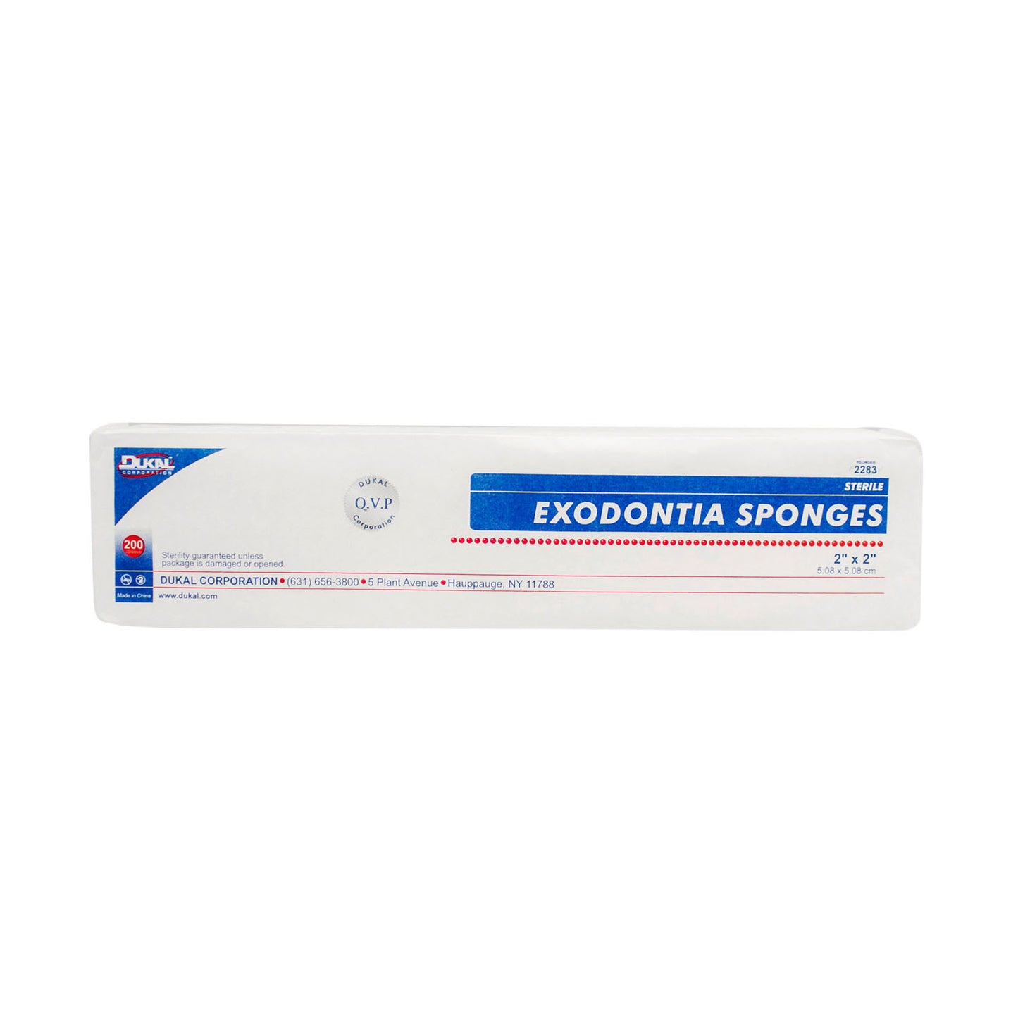 Gauze Sponge, 2" x 2", Sterile, 8-Ply, Cotton Filled, 200/bg, 25 bg/cs 