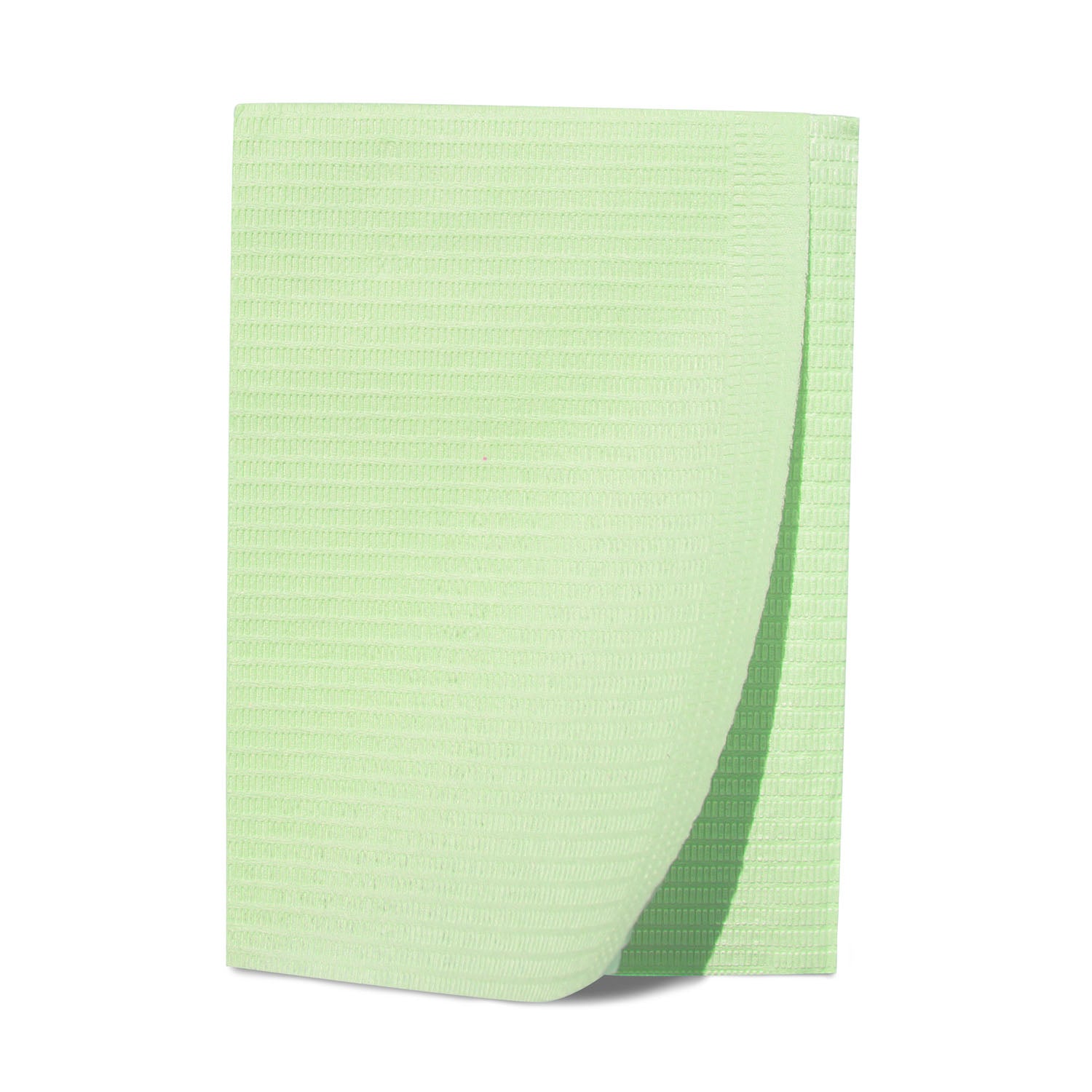 Patient Bibs, 2-Ply Tissue/ 1-Ply Poly, 13" x 18", Green, 125/pk, 4 pk/cs (55 cs/plt)