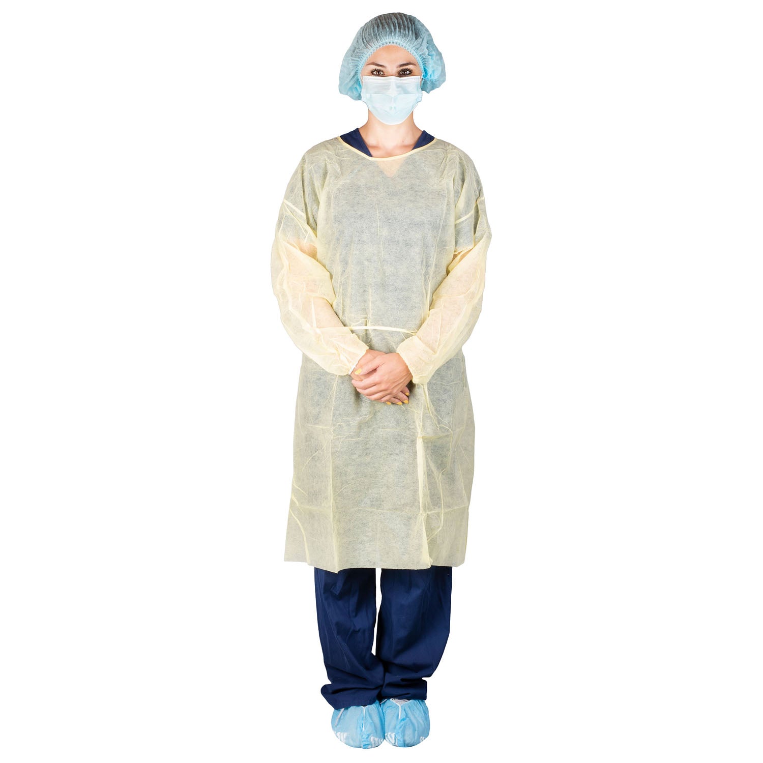 Isolation Gown, Poly Coated, Impervious, Yellow, 10/bg, 5 bg/cs (36 cs/plt) 