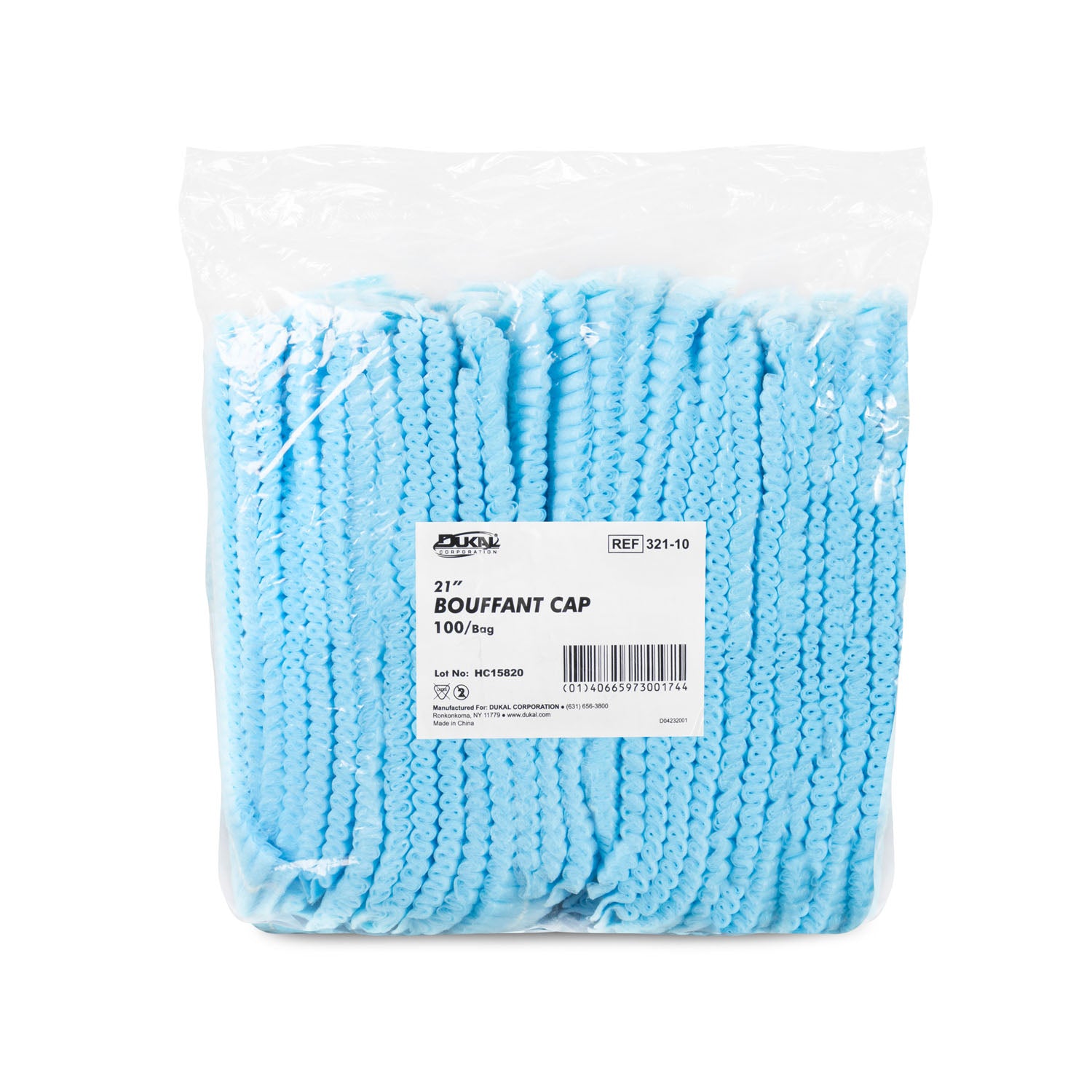 Bouffant Cap, 21", Accordian, Green, Non-Sterile, 100/bg, 10 bg/cs (84 cs/plt) 
