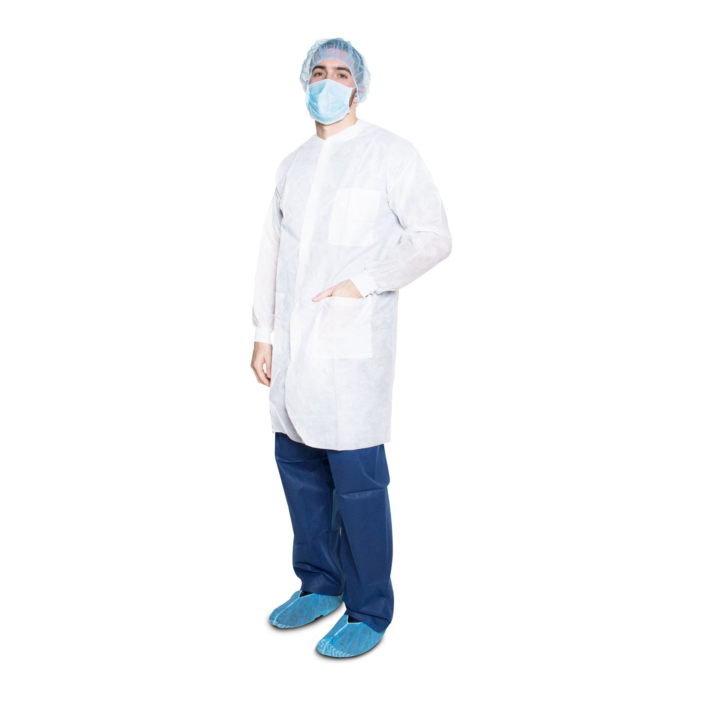 Pocket Lab Coat, X-Large, White, 35gm SMS, Non-Sterile, 10/bg, 5 bg/cs (30 cs/plt)
