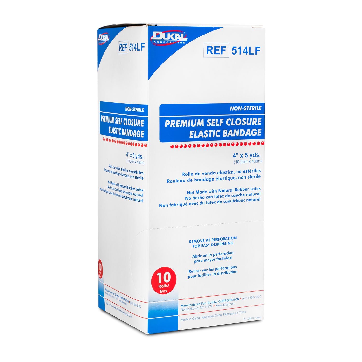 Elastic Bandage with Self Closure, 4" x 5yd, Non-Sterile, Latex Free (LF), 10/bx, 5 bx/cs