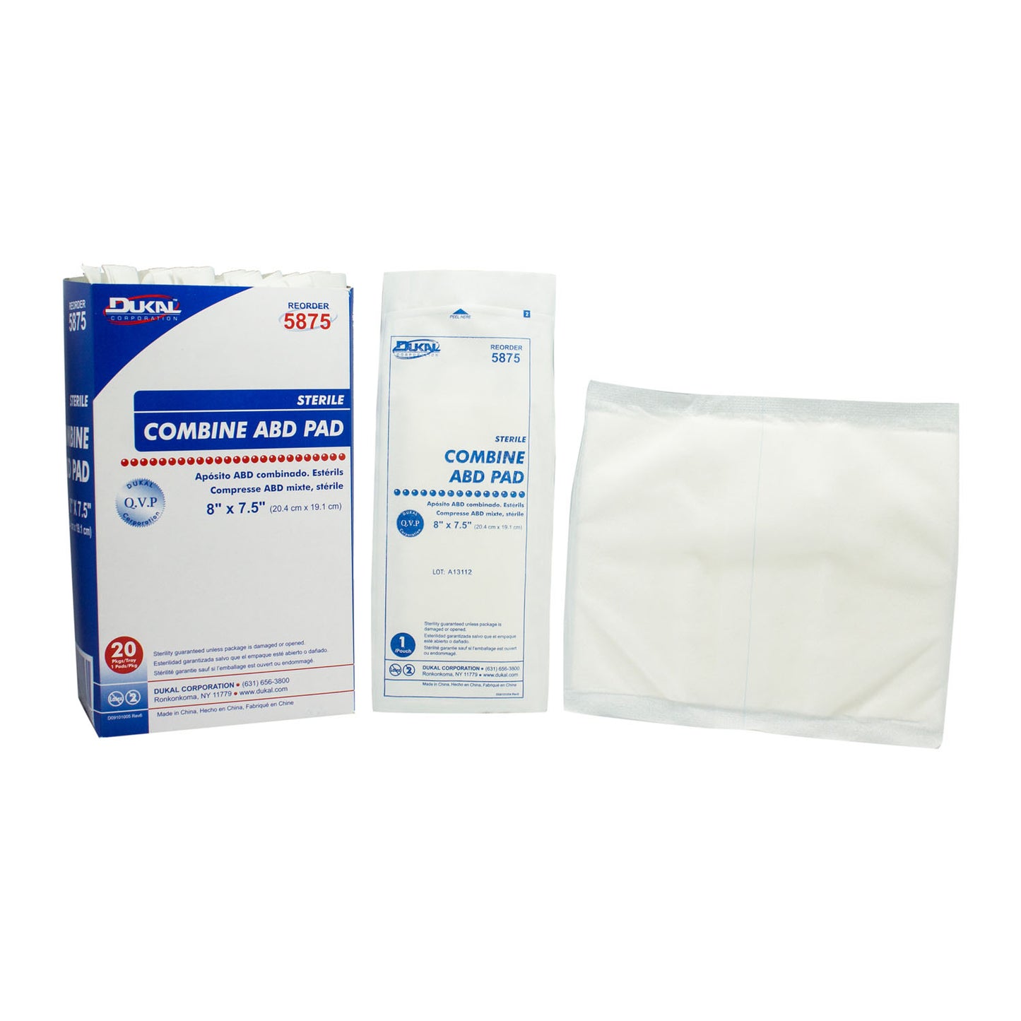ABD Pad, 8" x 7_", Sterile, 1/pk, 20 pk/tray, 12 tray/cs