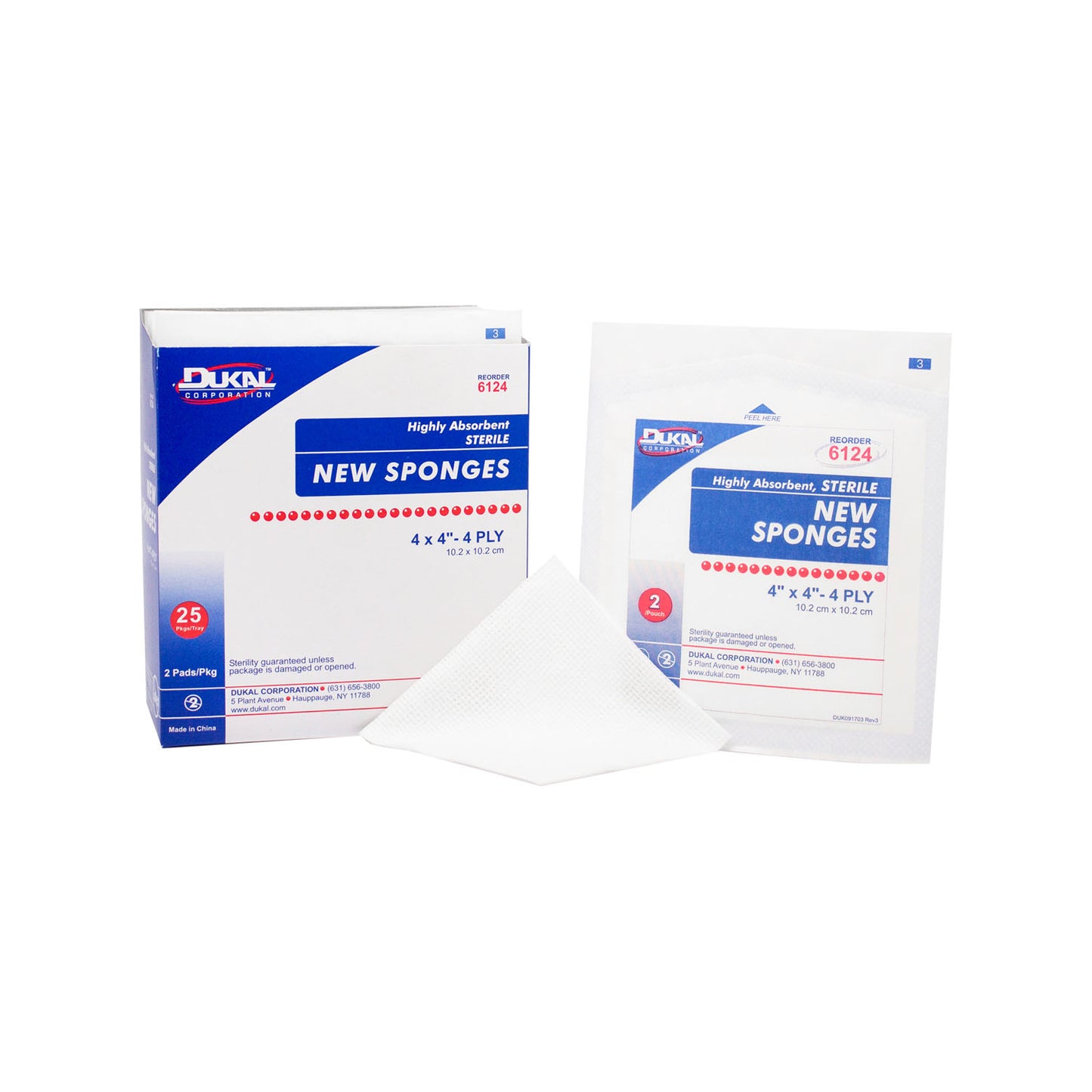 Sponge, 4" x 4", Non-Woven New Sponge, Sterile, 4-ply, 2/pk, 25 pk/bx, 24 bx/cs (30 cs/plt)