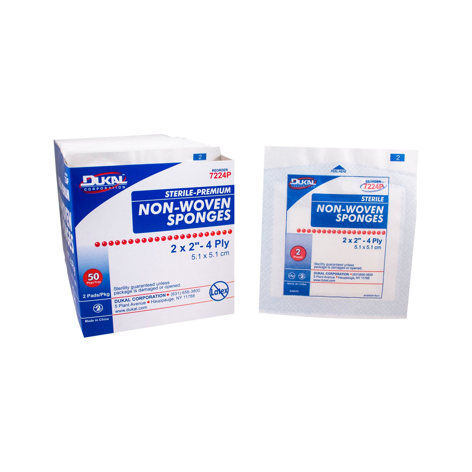Sponge, 2" x 2" Non-Woven, Premium, Sterile, 4-Ply, 2/pk, 50 pk/bx, 30 bx/cs