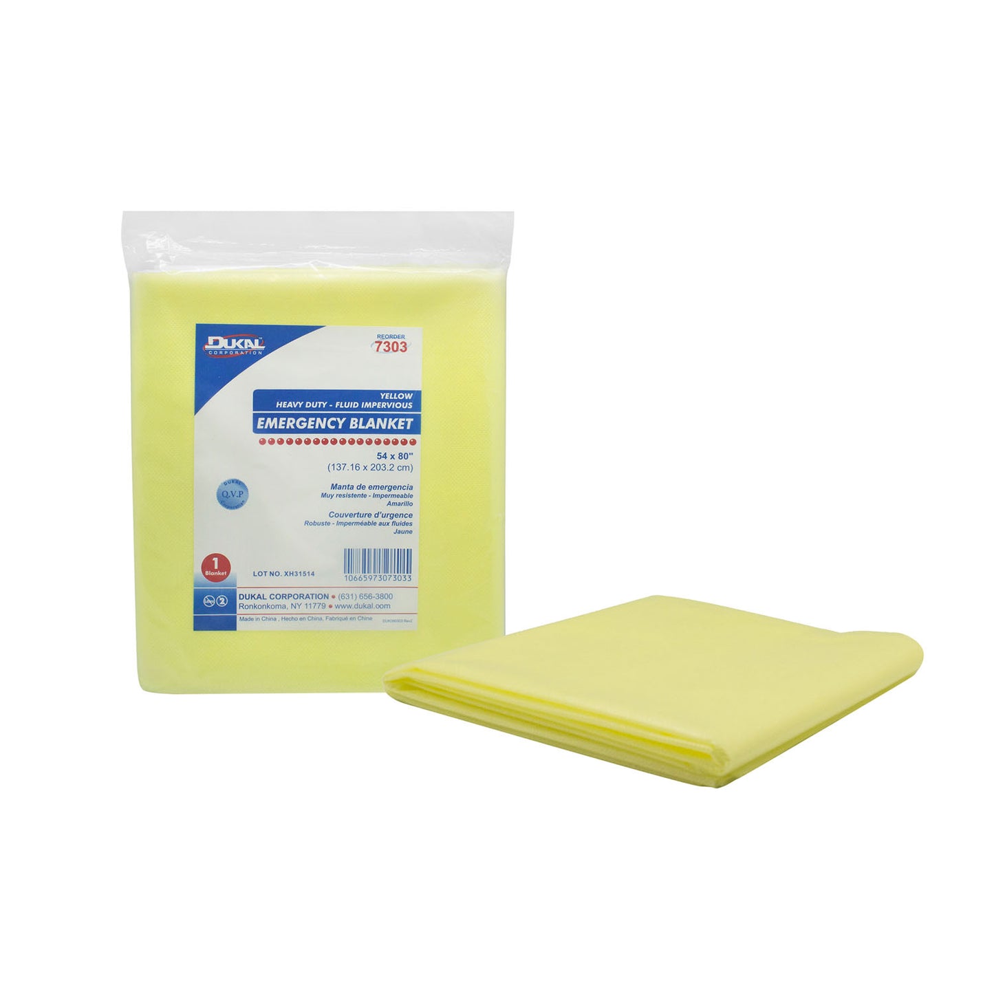 Emergency Blanket, 54 x 80", Yellow, Heavy Duty Fluid Impervious, 1/bg, 50 bg/cs
