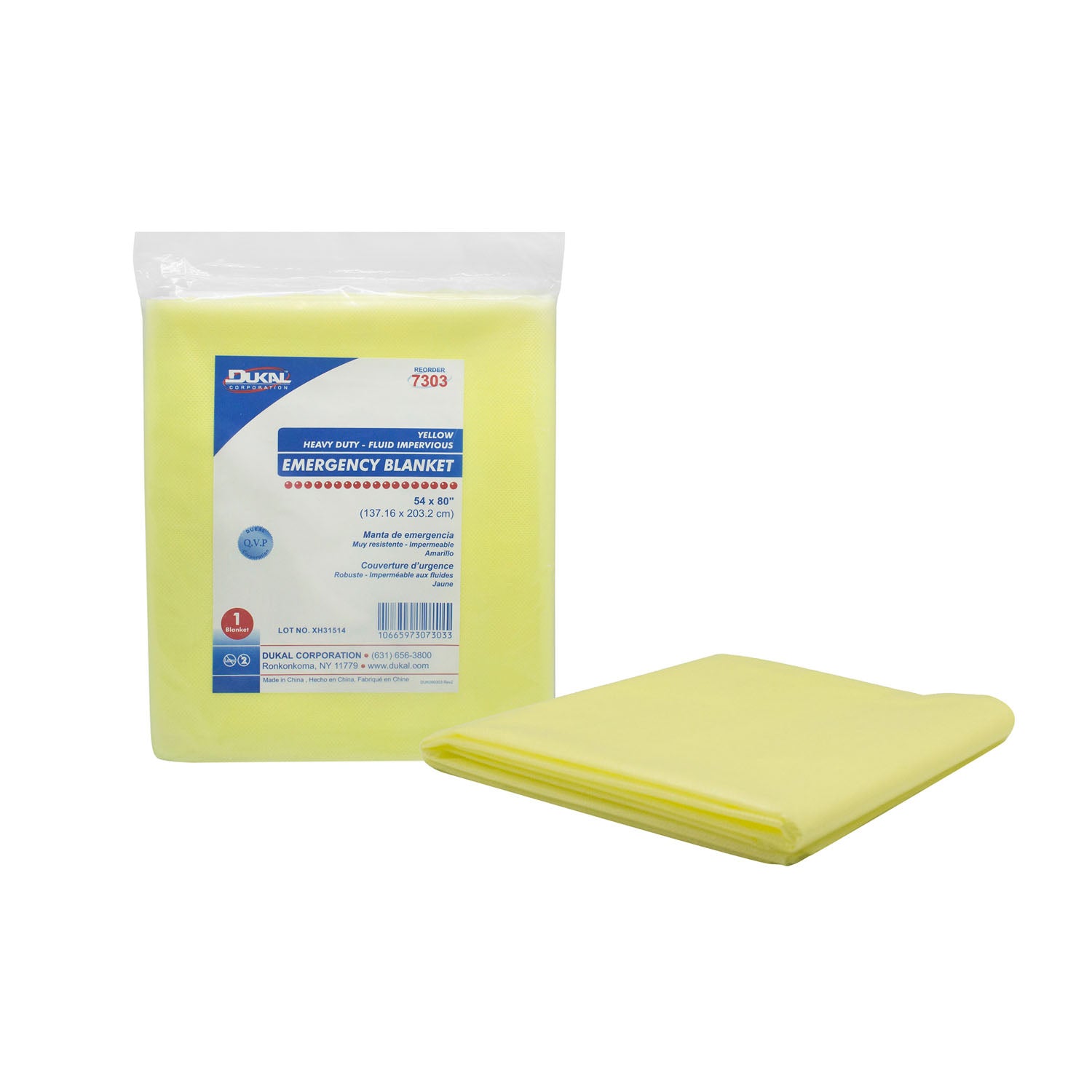 Emergency Blanket, 54 x 80", Yellow, Heavy Duty Fluid Impervious, 1/bg, 50 bg/cs