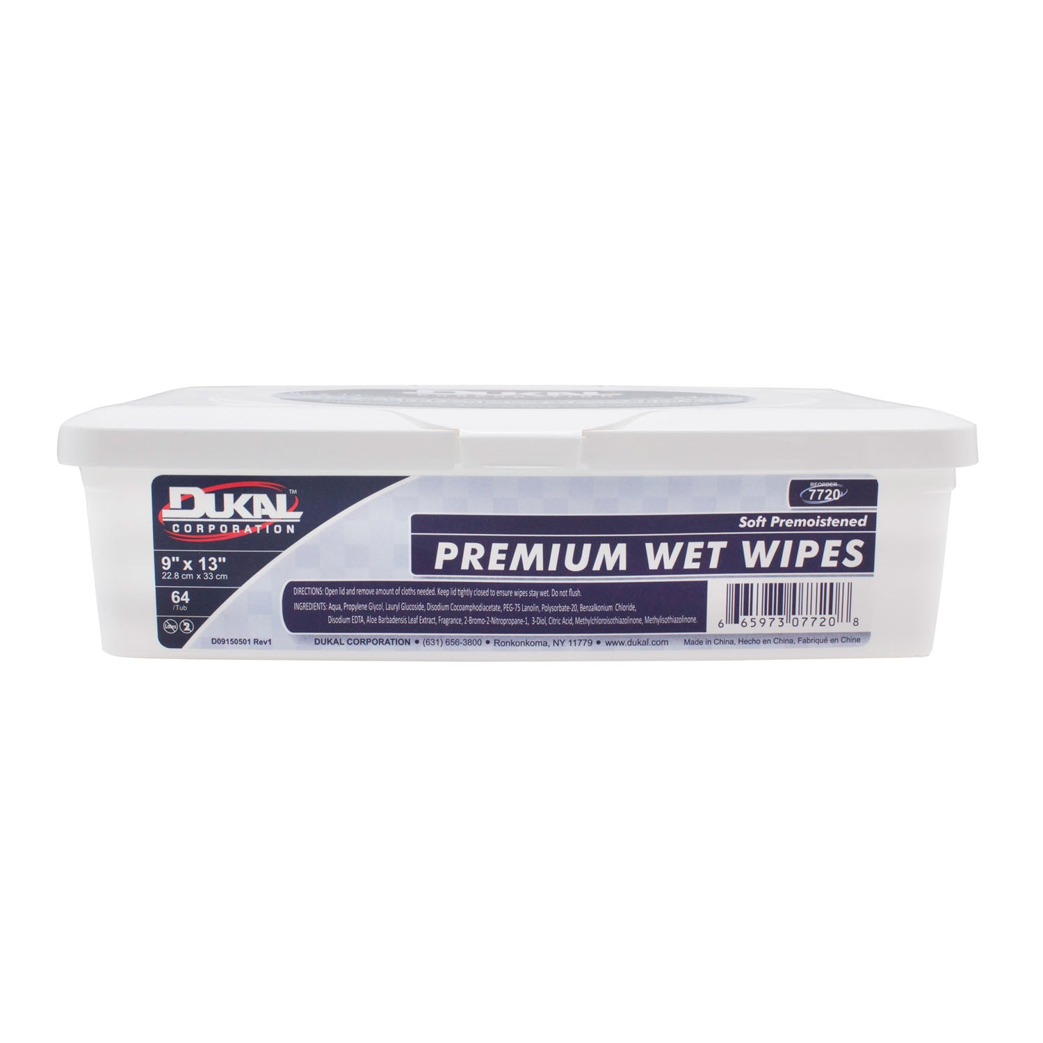 Wet Wipes, 9" x 13", Adult, 64/tub, 8 tub/cs