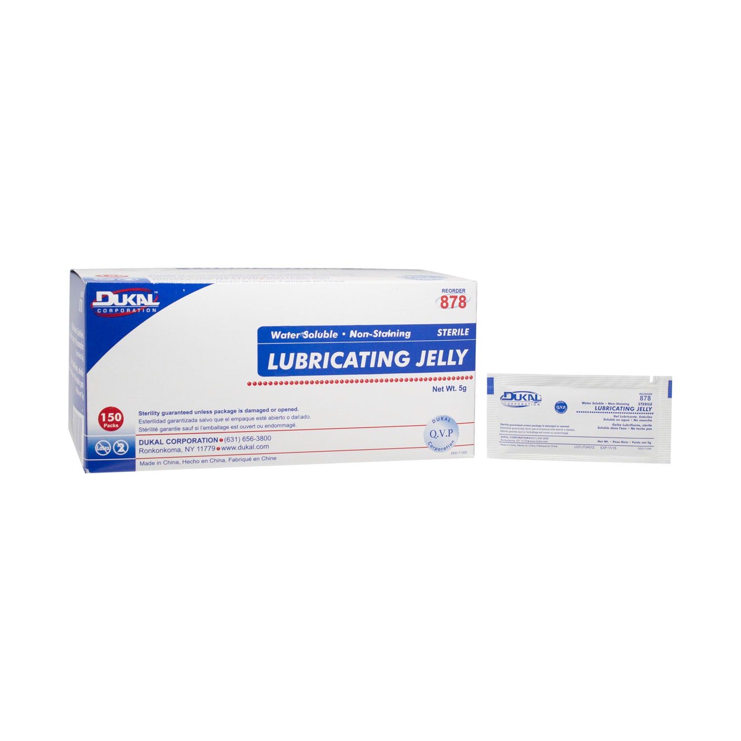Lubricating Jelly, Foil Pack, 5gm, Sterile, 150/bx, 10 bx/cs