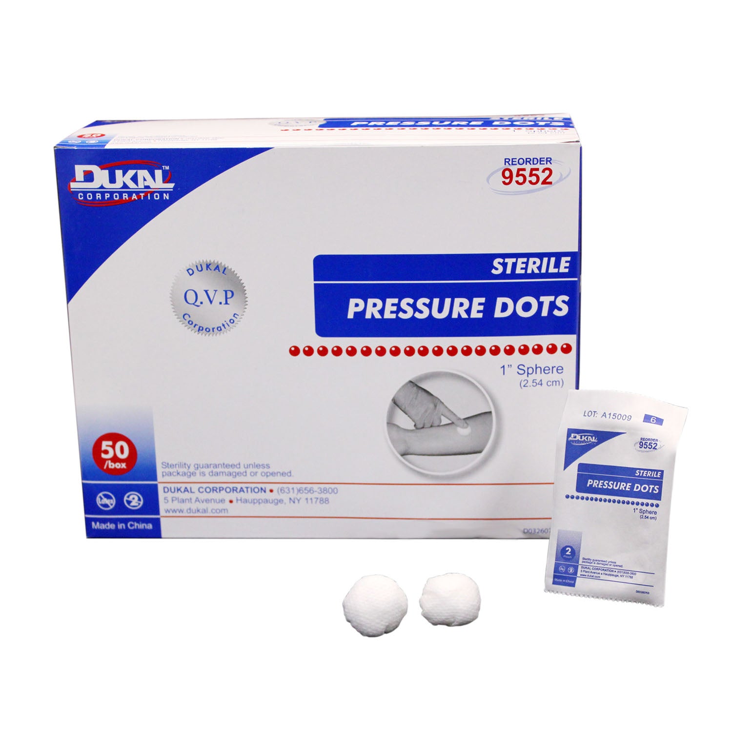 Pressure Dots, 1", Sterile, 2/pk, 50 pk/bx, 10 bx/cs (36 cs/plt)