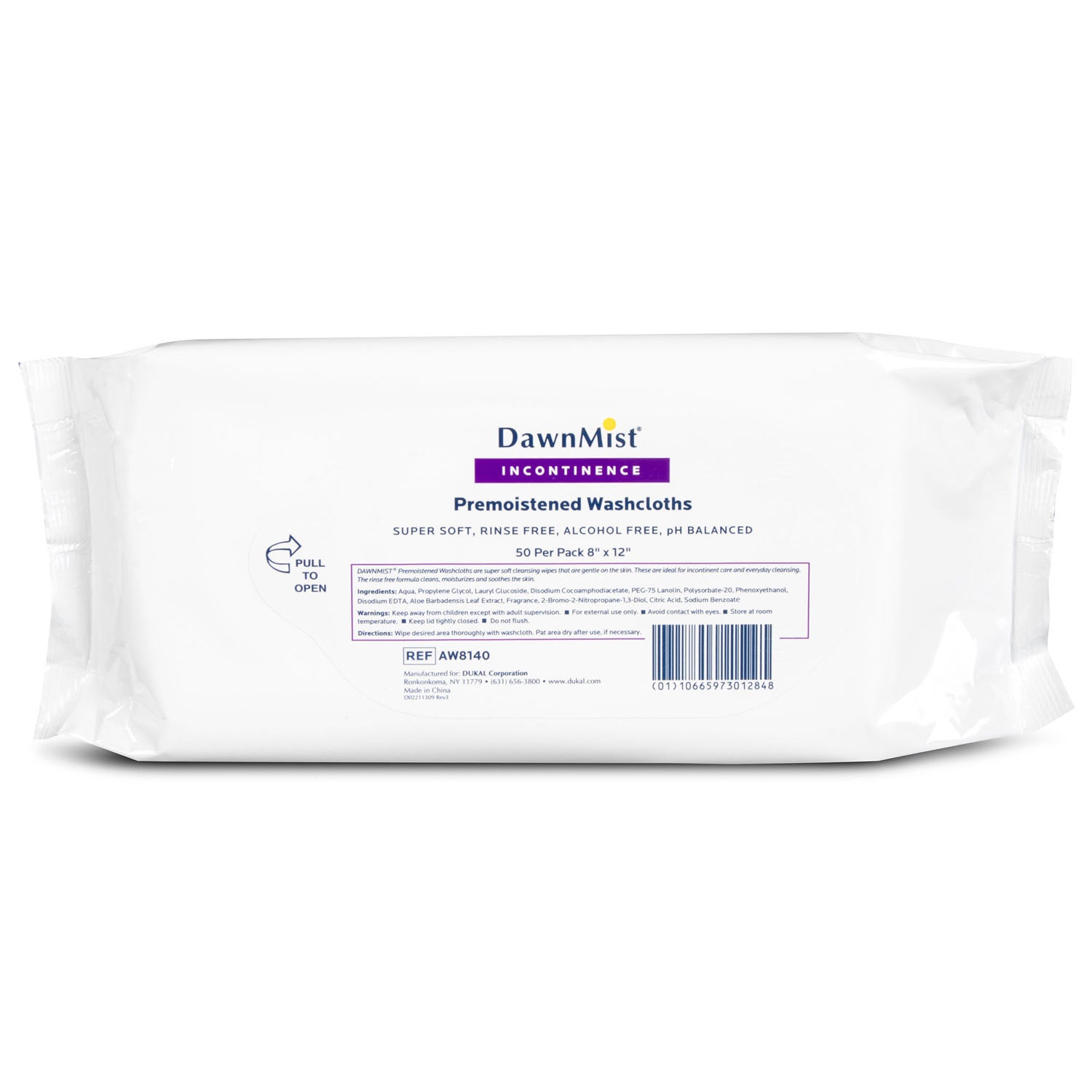 Washcloth, Adult, Soft Pack, 8" x 12", 50/pk, 12 pk/cs
