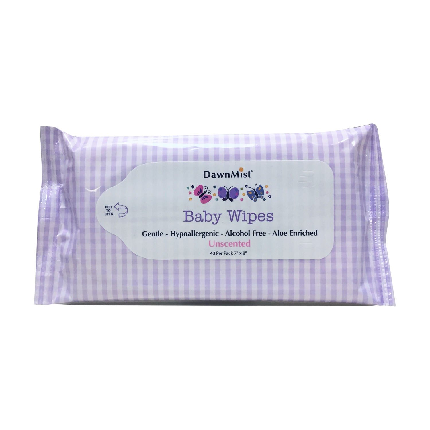 Baby Wipes, Soft Pack, Unscented, 7" x 8", 40/pk, 24 pk/cs