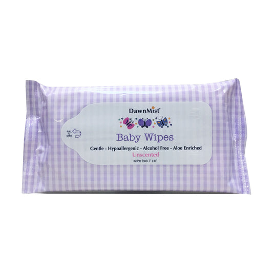 Baby Wipes, Soft Pack, Unscented, 7" x 8", 40/pk, 24 pk/cs