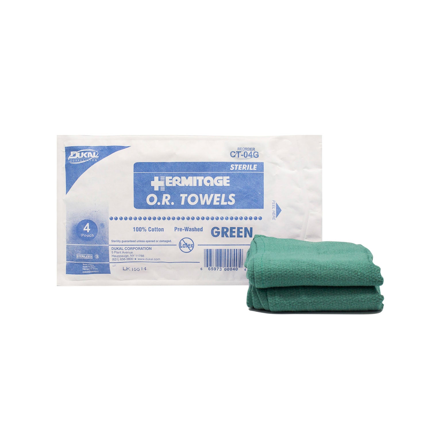 OR Towel, 17 x 26, Sterile 4s, Green, 4/pk, 20 pk/cs
