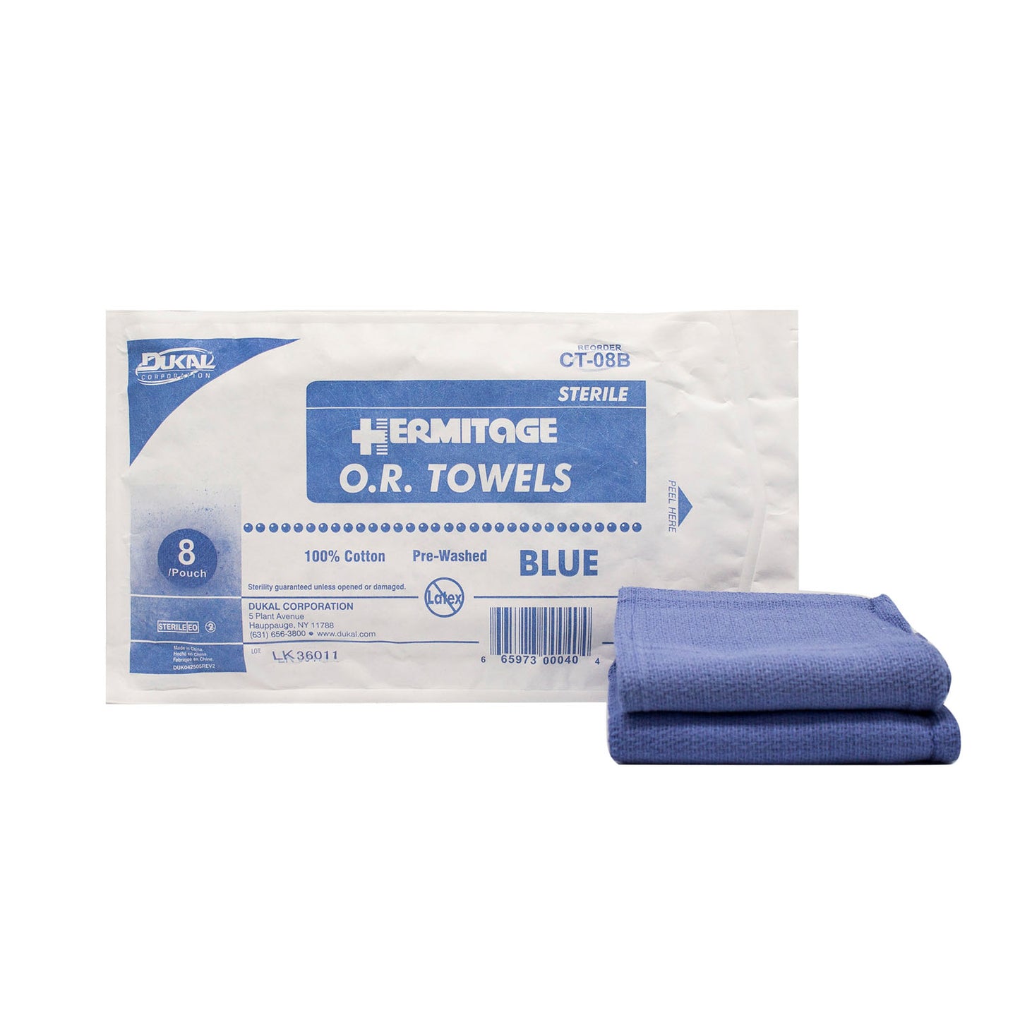 OR Towel, 17 x 26, Sterile 8s, Blue, 8/pk, 10 pk/cs