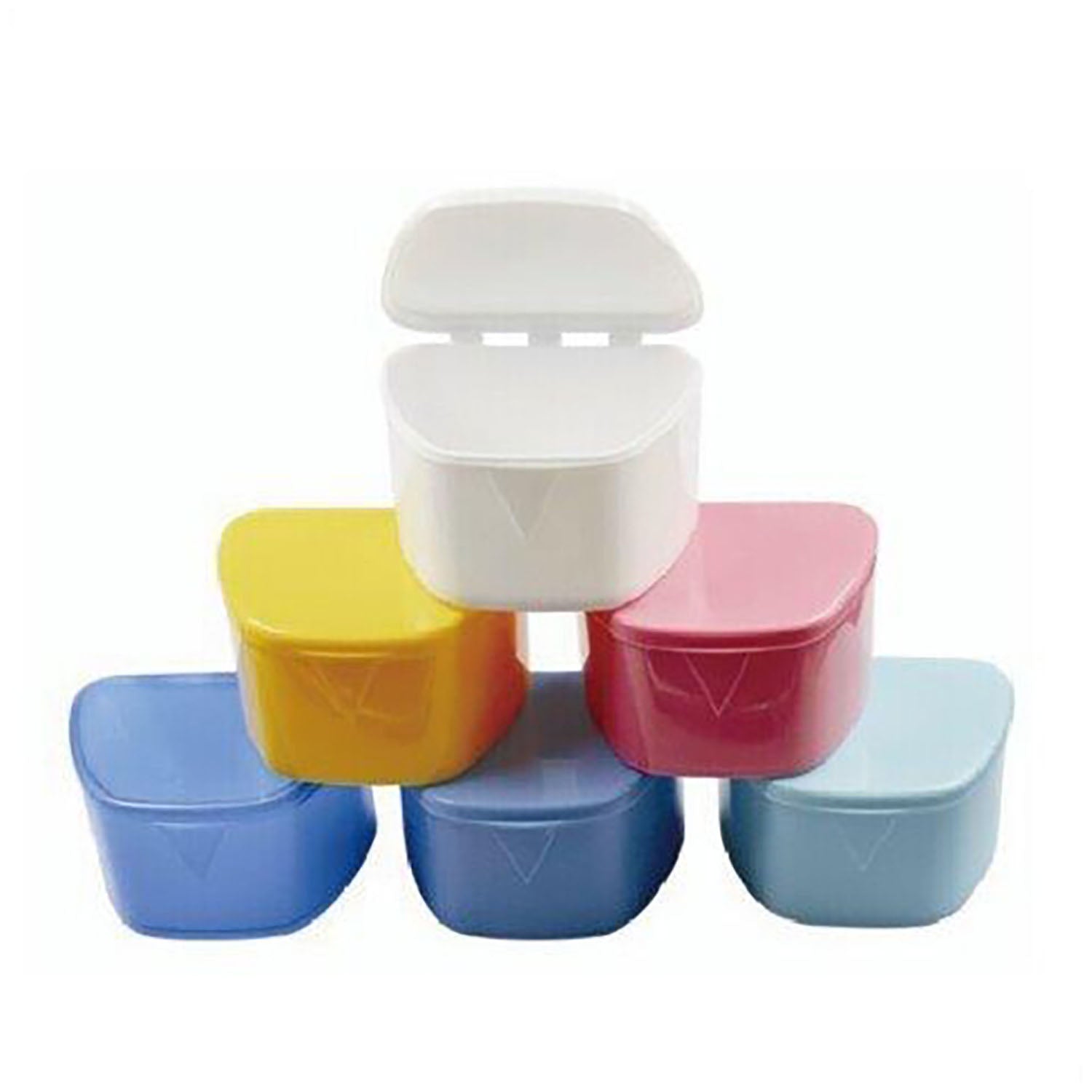 Denture Boxes, 3-3/4" x 3" x 2-3/8", Assorted Colors, 12/bg