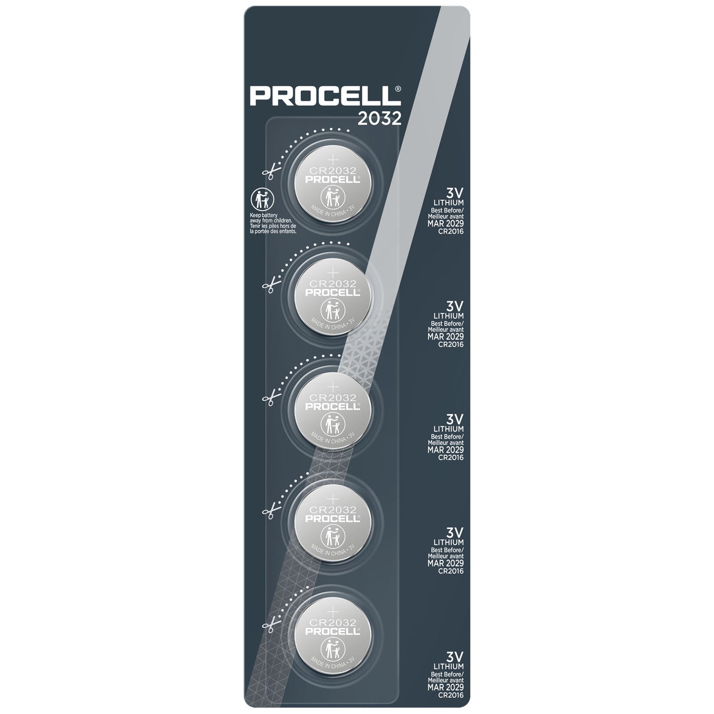 Procell Lithium Coin Battery, 2032, 5/pk, 4pk/bx, 10bx/cs (Item is considered HAZMAT and cannot ship via Air or to AK, GU, HI, MP, PR, VI) (Products are not for Private Household Markets; Products cannot be sold on Amazon.com or any other 3rd party site) (To Be DISCONTINUED)