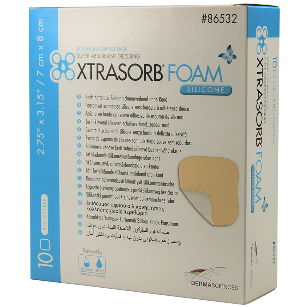 Gental Tack Silicone Foam, Borderless, Absorbent Dressing, 4.3" x 4.3", Sterile, HCPS A6210, 10/bx, 4bx/cs,