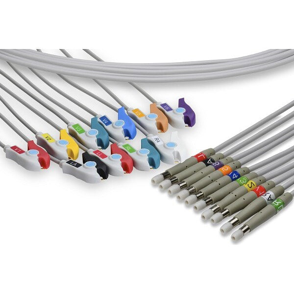 EKG Leadwire, w/ Pinch/Grabber Endings, FDA, CE, ISO10993-1, 5, 10:2003E, TUV, RoHS Compliant, Welch Allyn Connector, Individual Leads, Latex-Free, Gray, 3mm Diameter, 4ft Length Limb, 2.5ft Length V, TPU Jacket, AHA, 10 Lead, Adult, Pediatric, Non-Sterile, 6 Month Warranty (DROP SHIP ONLY) (Freight Terms are Prepaid & Added to Invoice - Contact Vendor for Specifics)