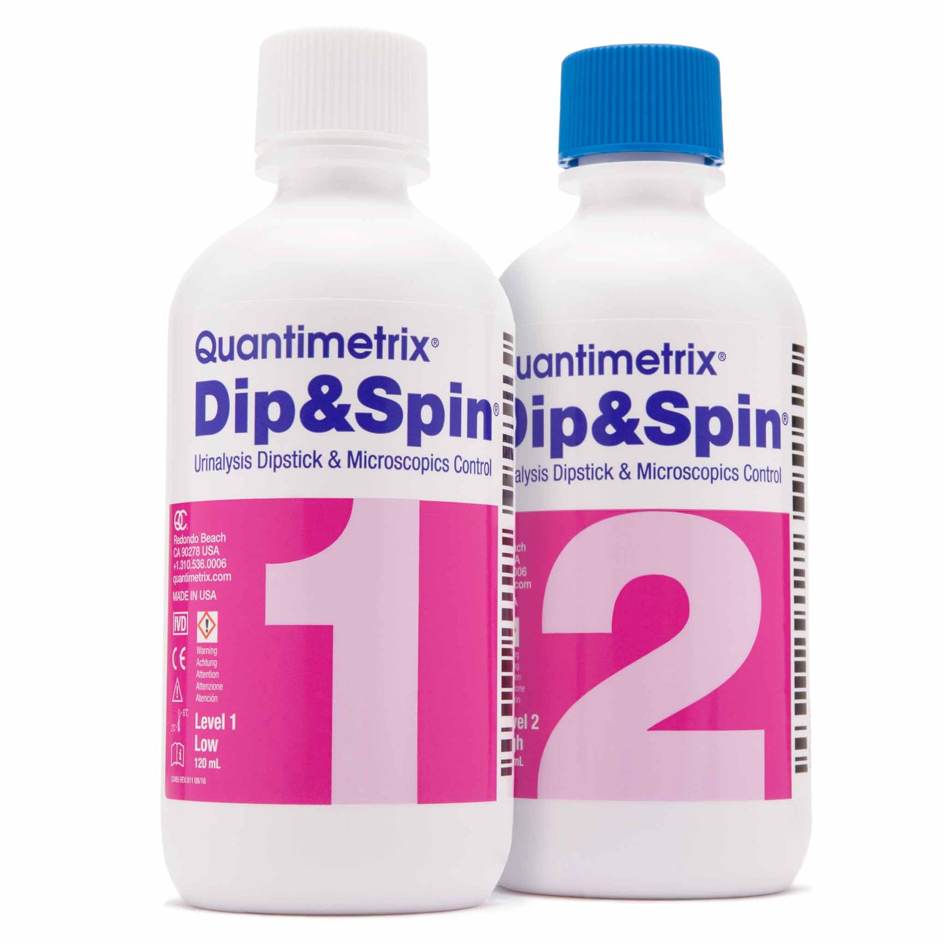 Dip&Spin Urinalysis Dipstick  and Microscopics Control, Level 1 and 2, 4x120 mL