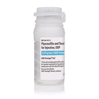 Piperacillin and Trazobactam for Injection, 3.375 g Vial, Single Dose, ADD-Vantage Vial, 10/bx (Rx) (Item is Non-Returnable) (We must have your Wholesale Drug License on File before shipping this product) (US Only, Excluding IN and ND)